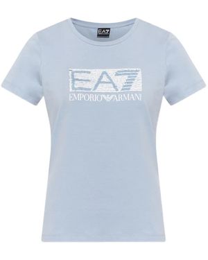 EA7 Sequin-Logo T-Shirt - Blue