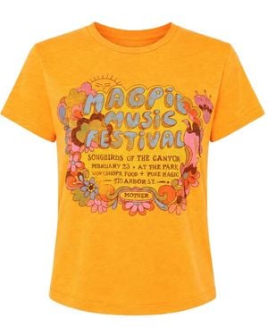 Mother Graphic-Print Slub-Texture T-Shirt - Orange