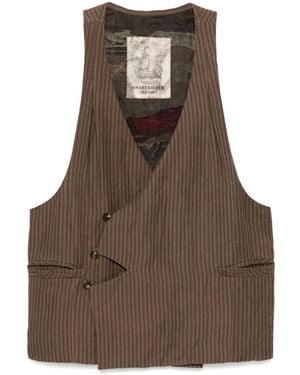 Ziggy Chen Striped Gilet - Brown