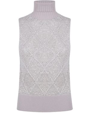 D.exterior Sequin Roll-neck Vest - グレー