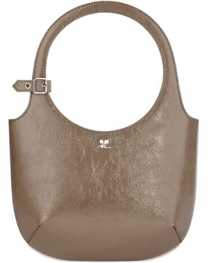 Courreges Holy レザー ハンドバッグ - グレー