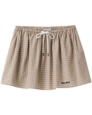 Miu Miu チェック ミニスカート - ナチュラル