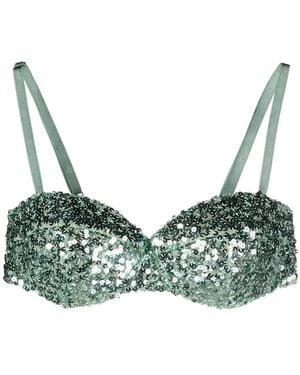 Moschino Sequined Sweetheart-Neck Bra - Green