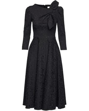Nissa Midi-Jurk Met Verfraaid Brokaat - Zwart