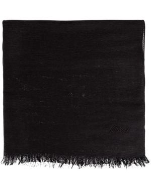 Brioni Bufanda con logo bordado - Negro