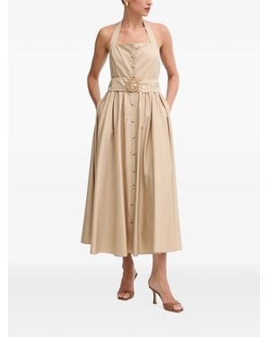 Fracomina Belted Halterneck Midi Dress - Natural