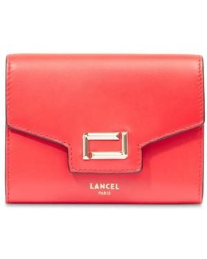 Lancel Leather Foldover Wallet with Magnetic Closure - Red