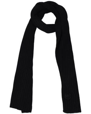 Michael Kors Ribbed Logo-Patch Scarf - Black