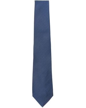Kiton Gepunktete Seidenkrawatte - Blau