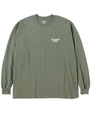 Neighborhood Logo-Embroidered Long-Sleeve T-Shirt - Green