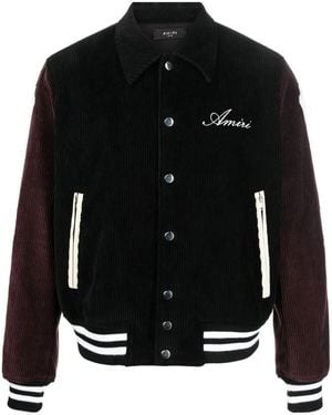 Amiri Giacca In Corduroy Patch Bones - Black