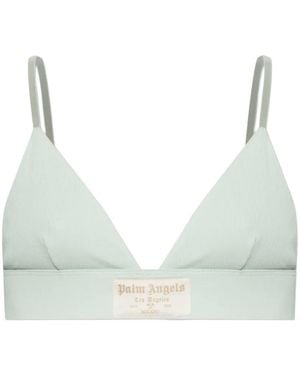 Palm Angels Sujetador De Canalé Con Parche Del Logo - Gris