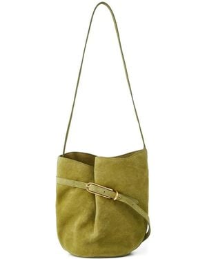 Liffner Buckle Calf Suede Bucket Bag - Metallic