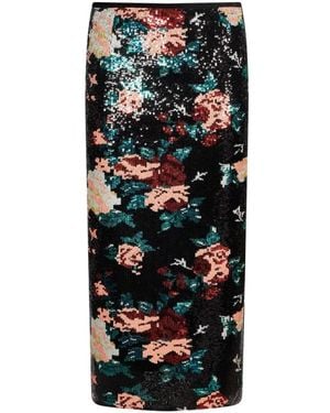 forte_forte Jupe Fleurie À Ornements De Sequins - Black