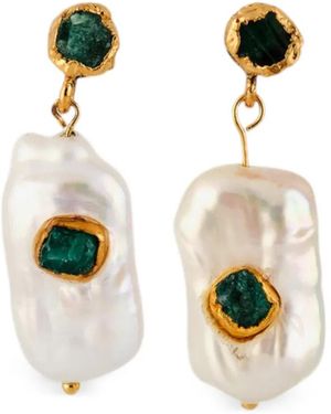 FENOMENA Emerald Drop Earrings - White