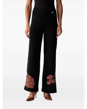 Fracomina Floral-Intarsia Knitted Trousers - Black