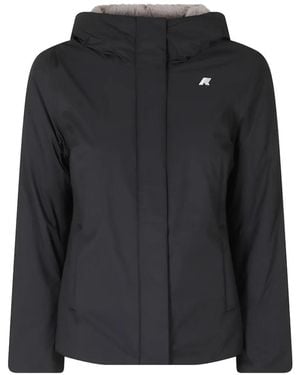 K-Way Logo-Patch Hooded Jacket - Black