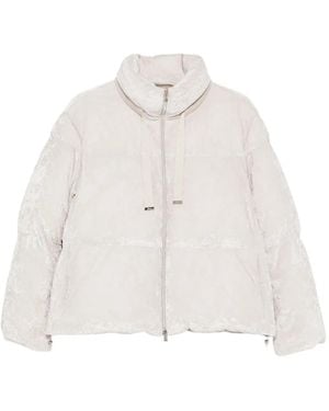 Herno Quilted Crushed-Velvet Jacket - White