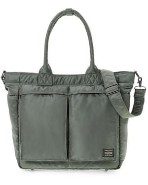 Porter-Yoshida and Co Tanker Logo-Patch Tote Bag - Grey