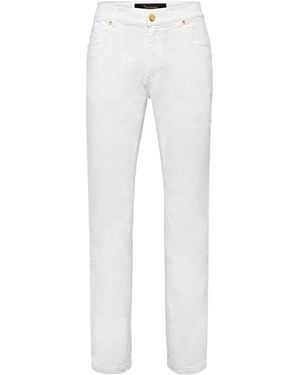 Billionaire Monogram Embroidered Jeans - White