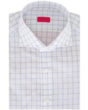 Isaia Checked Shirt - White