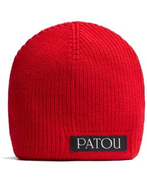 Patou Logo-Tag Wool Beanie - Red