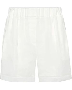 Brunello Cucinelli Elasticated-Waist Cotton Shorts - White
