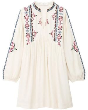 Ba&sh Telma Embroidered V-Neck Dress - Natural