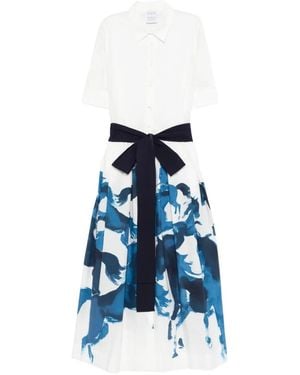 Sara Roka Margie Horse-Print Midi Dress - Blue