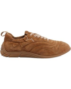 Ash Suede Lace-Up Sneakers - Brown