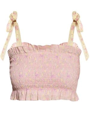 LoveShackFancy Ruched Crop Top - Pink