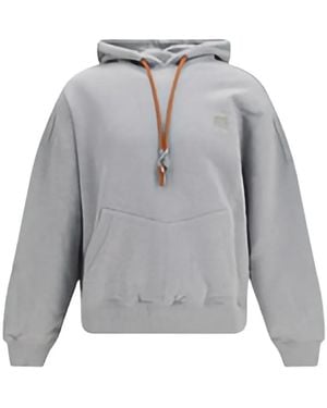 Loewe Anagram-Embroidered Key-Detail Hoodie - Gray
