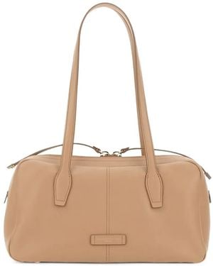 Gianni Chiarini Aryna Logo-Patch Pebbled-Leather Shoulder Bag - Natural