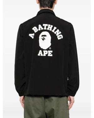 A Bathing Ape Logo Printed Jacket - Black