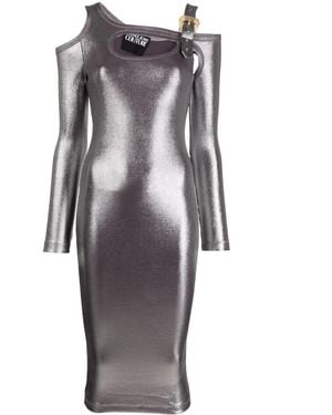 Versace Jeans Couture Midikleid Mit Metallischen Finishs - Grau