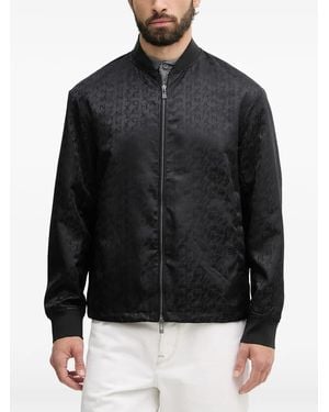 ARMANI EXCHANGE Logo-Jacquard Bomber Jacket - Black
