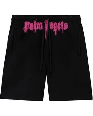 Palm Angels Shorts Met Logo - Zwart