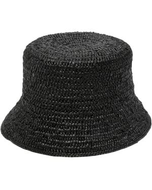 Helen Kaminski Woven-Raffia Bucket Hat - Black