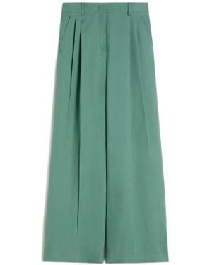 Weekend by Maxmara Viscose And Linen Wide-Leg Pants - Green