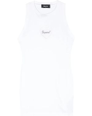 DSquared² Logo-Embellished Cotton Mini Dress - White