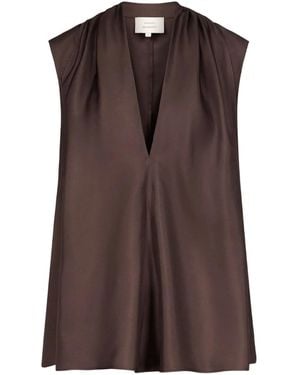 Loulou de Saison Sade Gathered Sleeveless Blouse - Brown