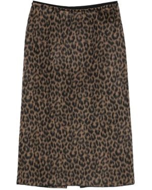 Alysi Leopard-Print Pencil Skirt - Brown