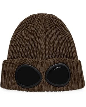C.P. Company Extrafine Merino Wool Goggle Beanie Hat - Brown
