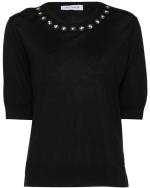 Dice Kayek Sequin-Embellished Wool Top - Black