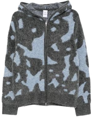 Won Hundred Glasgow Intarsia-Knit Hooded Cardigan - Gray