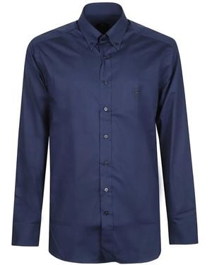 Etro Camisa Con Bordado Pegaso Y Botones - Azul