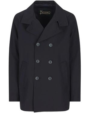 Herno Double-Breasted Coat - Black