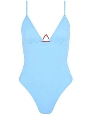 Let's Swim Sharkロゴ ワンピース水着 - ブルー