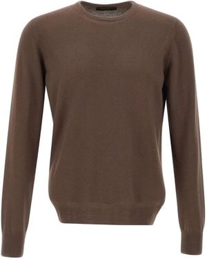 Gran Sasso Long-Sleeved Crew-Neck Sweater - Brown