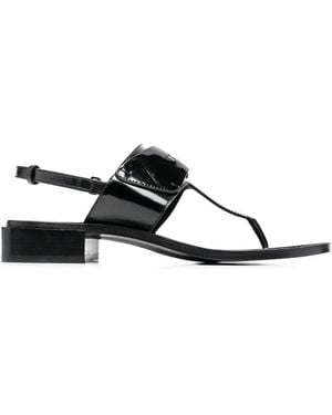 Ferragamo Ferragamo Logo-Plaque Detail Thong Sandals - Black
